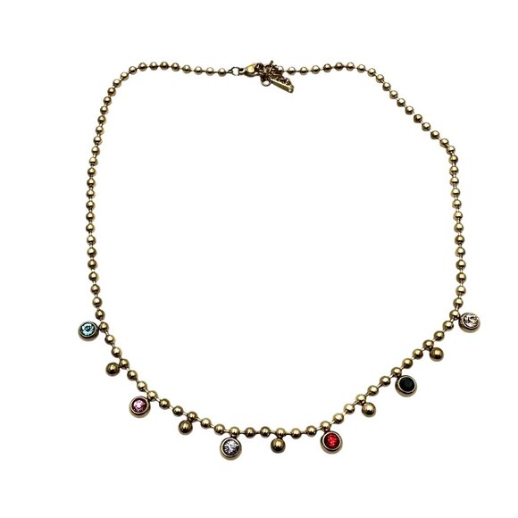 Multicolor Crystal 18K Gold Plated Stainless Steel Necklace Perfect Layering - Picture 4 of 6